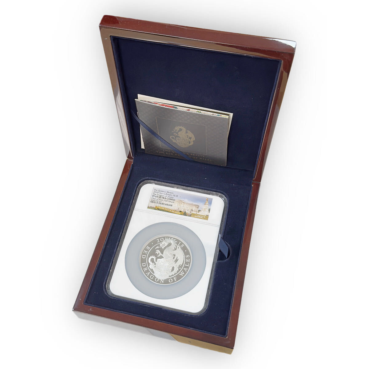 The Queen's Beasts 5 oz Silver 2018 The Red Dragon of Wales PF70 NGC- IN BOX