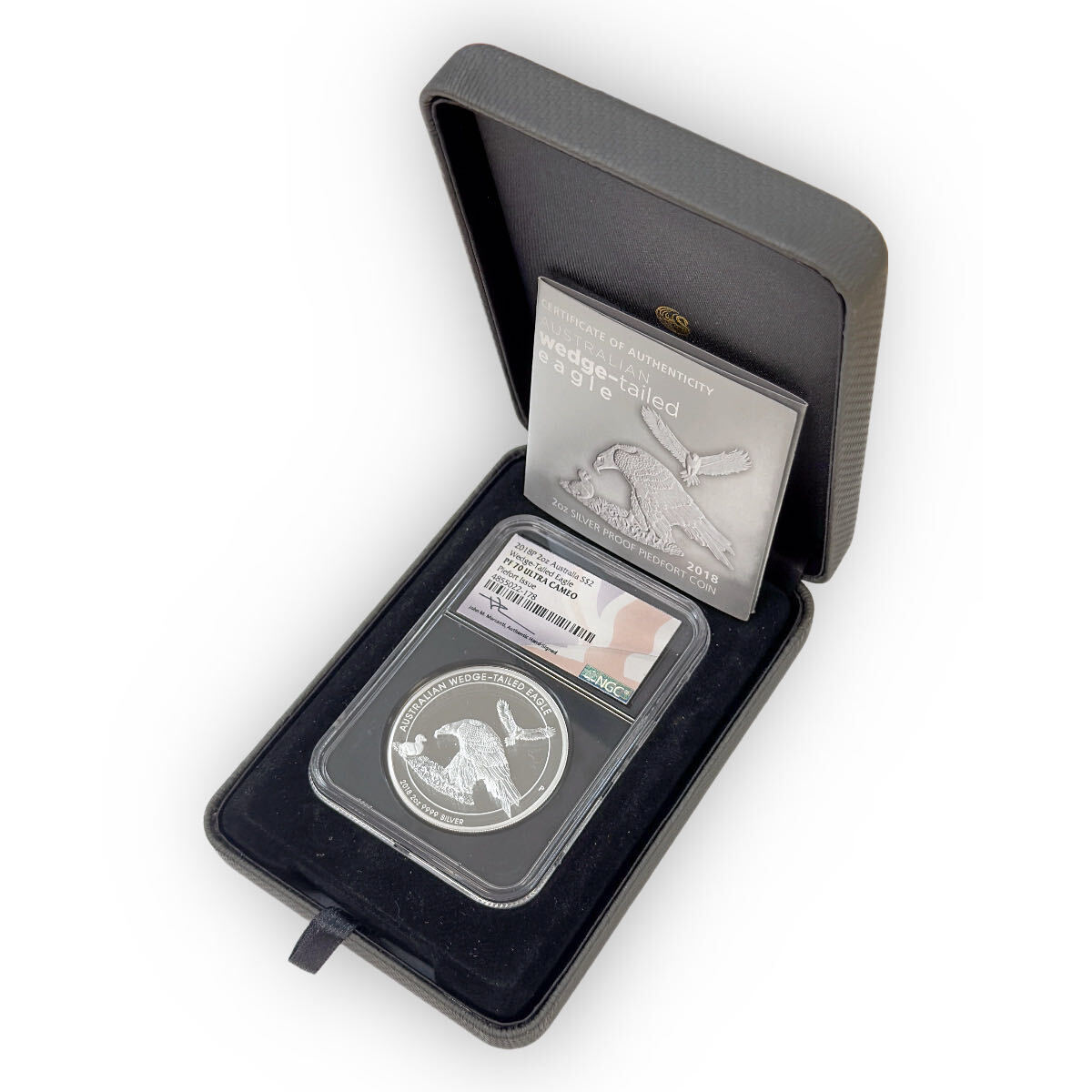 Certified Australian Wedge Tailed Eagle 2 oz Silver 2018P NGC PF70 Mercanti Sig.- IN BOX