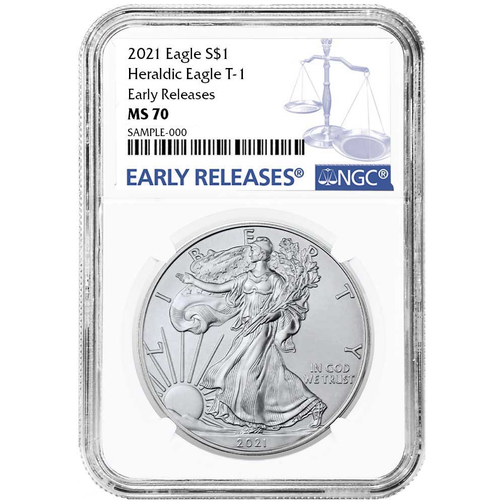 Certified Uncirculated Silver Eagle 2021 MS70 NGC Early Releases Type 1