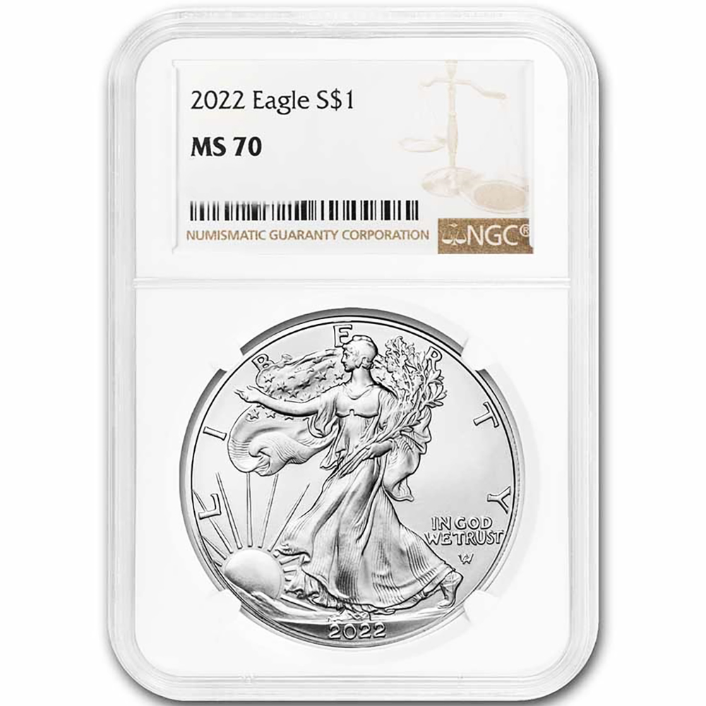 Certified Uncirculated Silver Eagle 2022 MS70 NGC
