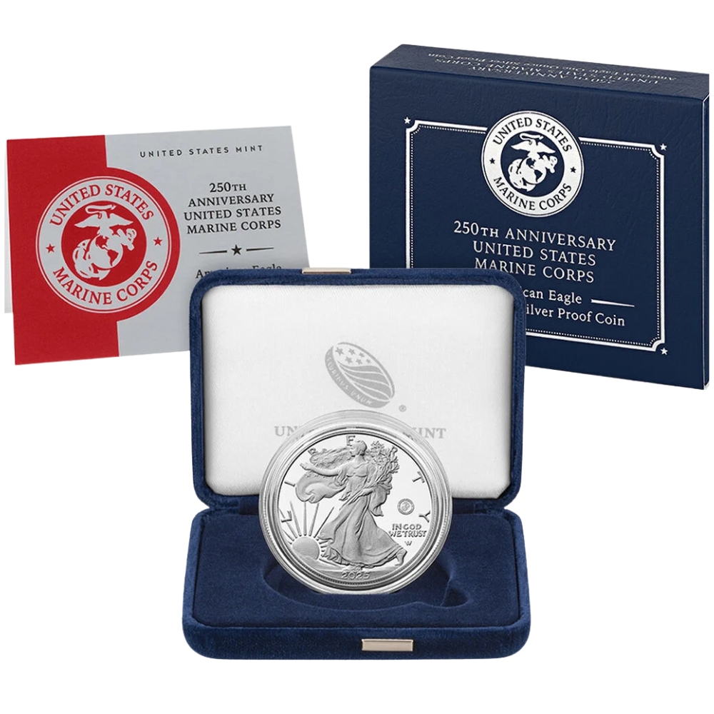 Proof Silver Eagle 2025-S 250th Anniversary United States Marine Core