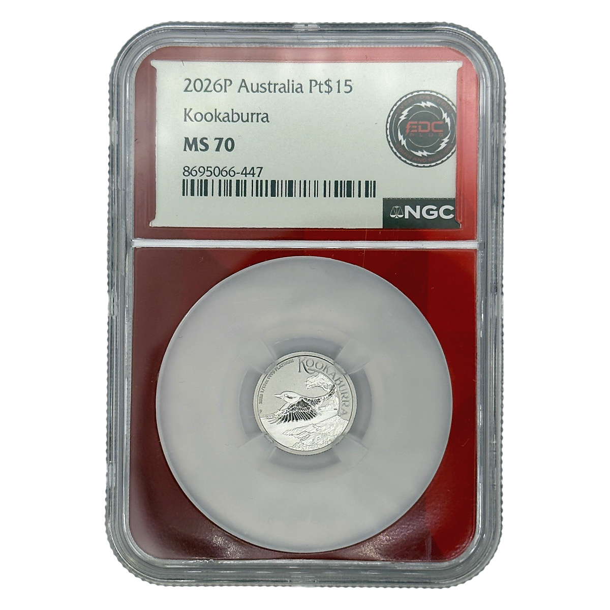 Australia $15 1/10th Oz. Platinum Kookaburra 2025 MS70 NGC