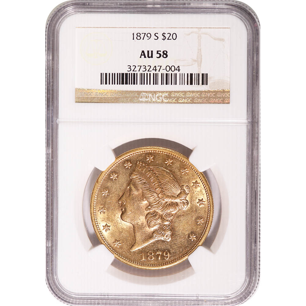 Certified $20 Gold Liberty 1879-S AU58 NGC