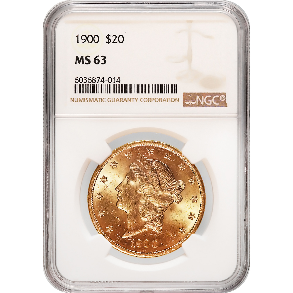 Certified US Gold $20 Liberty 1900 MS63 NGC 