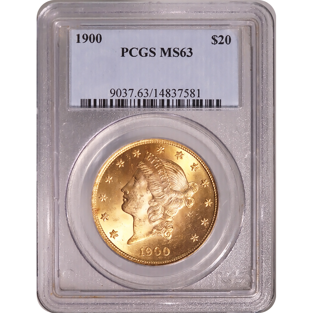 Certified US Gold $20 Liberty 1900 MS63 PCGS