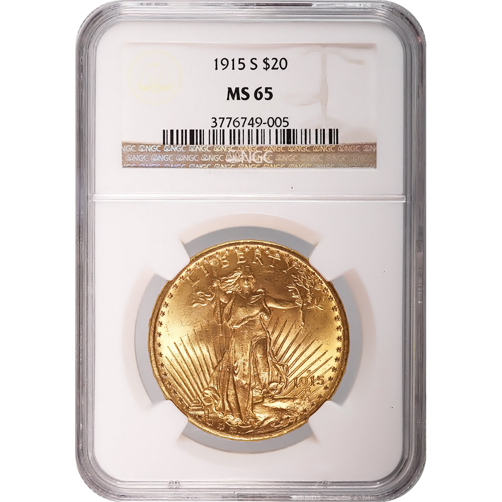 Certified $20 St Gaudens 1915-S MS65 NGC