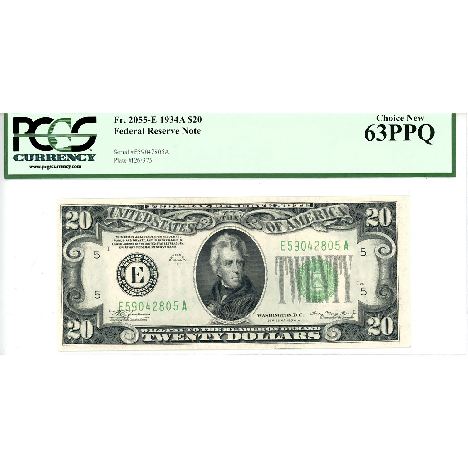 1934A $20 Federal Reserve Note 63PPQ PCGS