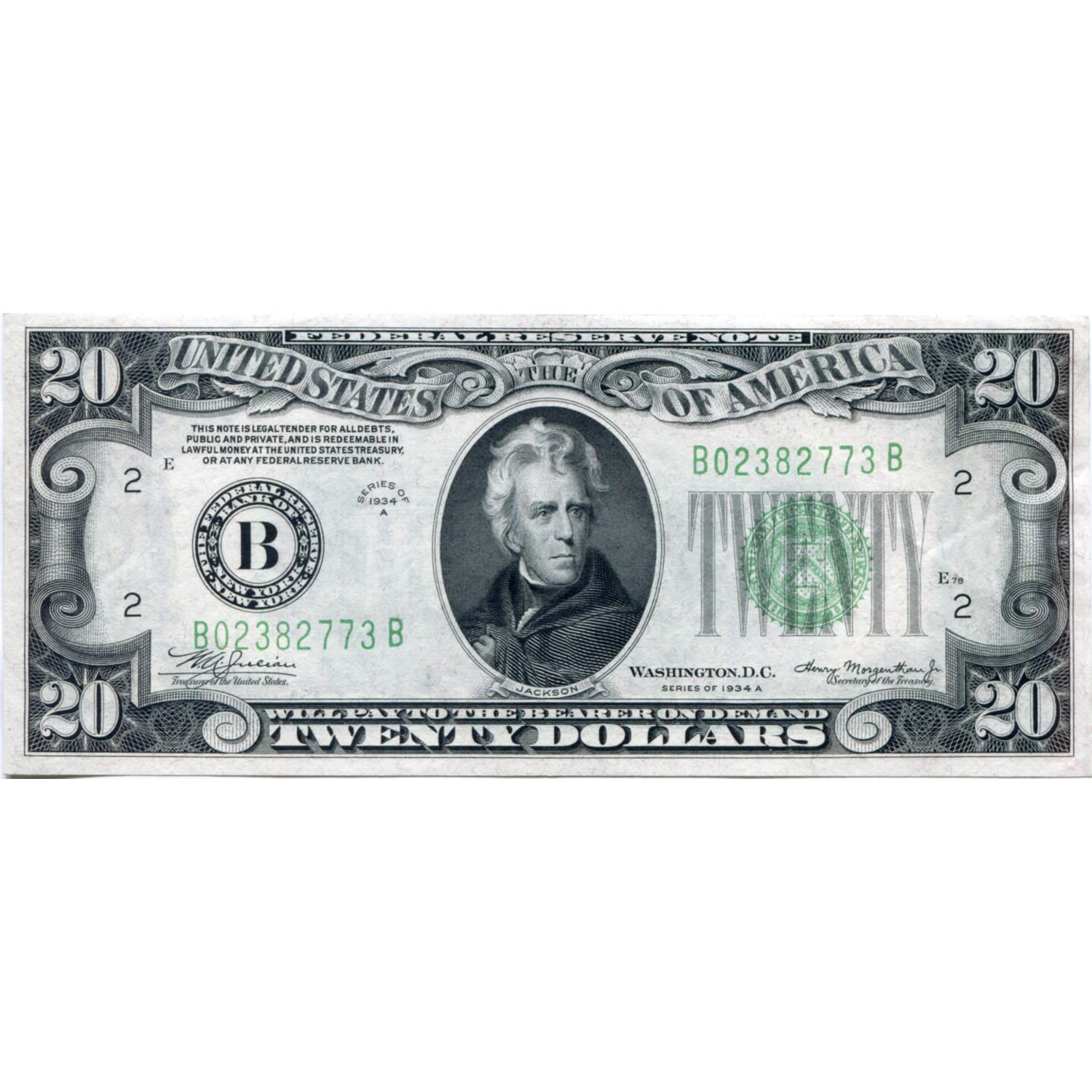 1934A $20 Federal Reserve Note UNC