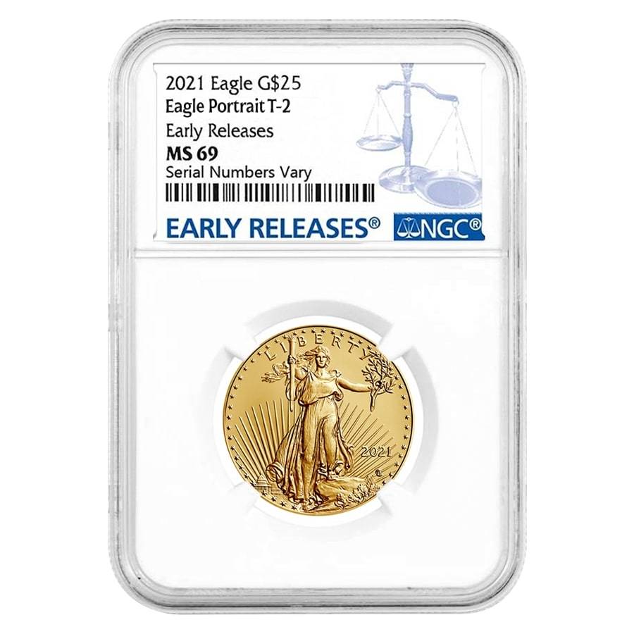 2021 $25 Type 2 American Gold Eagle 1/2 oz. NGC MS69 ER