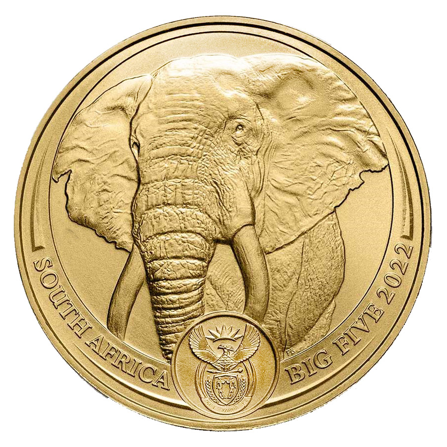 2022 1 oz South African Gold Elephant Coin - Big 5 Series