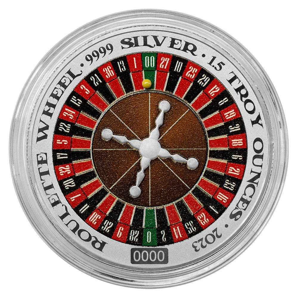 Roulette Spinning Wheel 1.5oz Silver Coin Niue