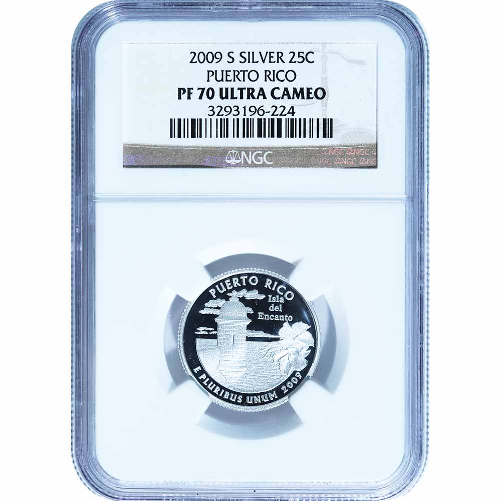 Certified Proof Puerto Rico Territory Silver Quarter 2009-S PF70 NGC