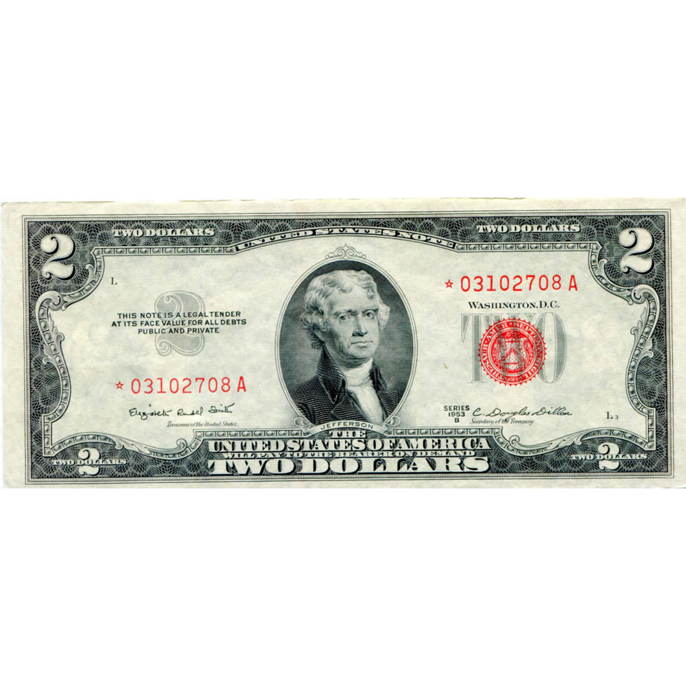 1953 Series $2 STAR United States Note XF-AU
