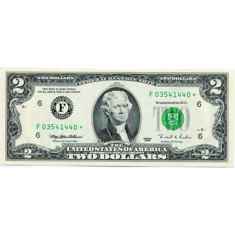 1995 $2 STAR Federal Reserve Note UNC