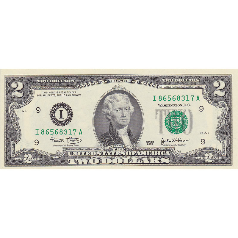 2003 $2 Federal Reserve Note UNC