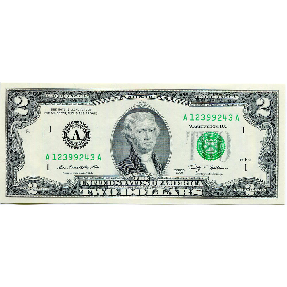 2009 $2 Federal Reserve Note CU
