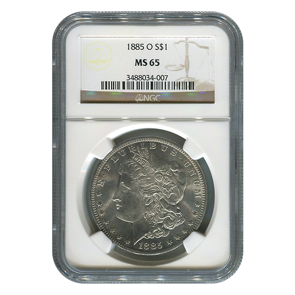 Certified Morgan Silver Dollar 1885-O MS65 NGC