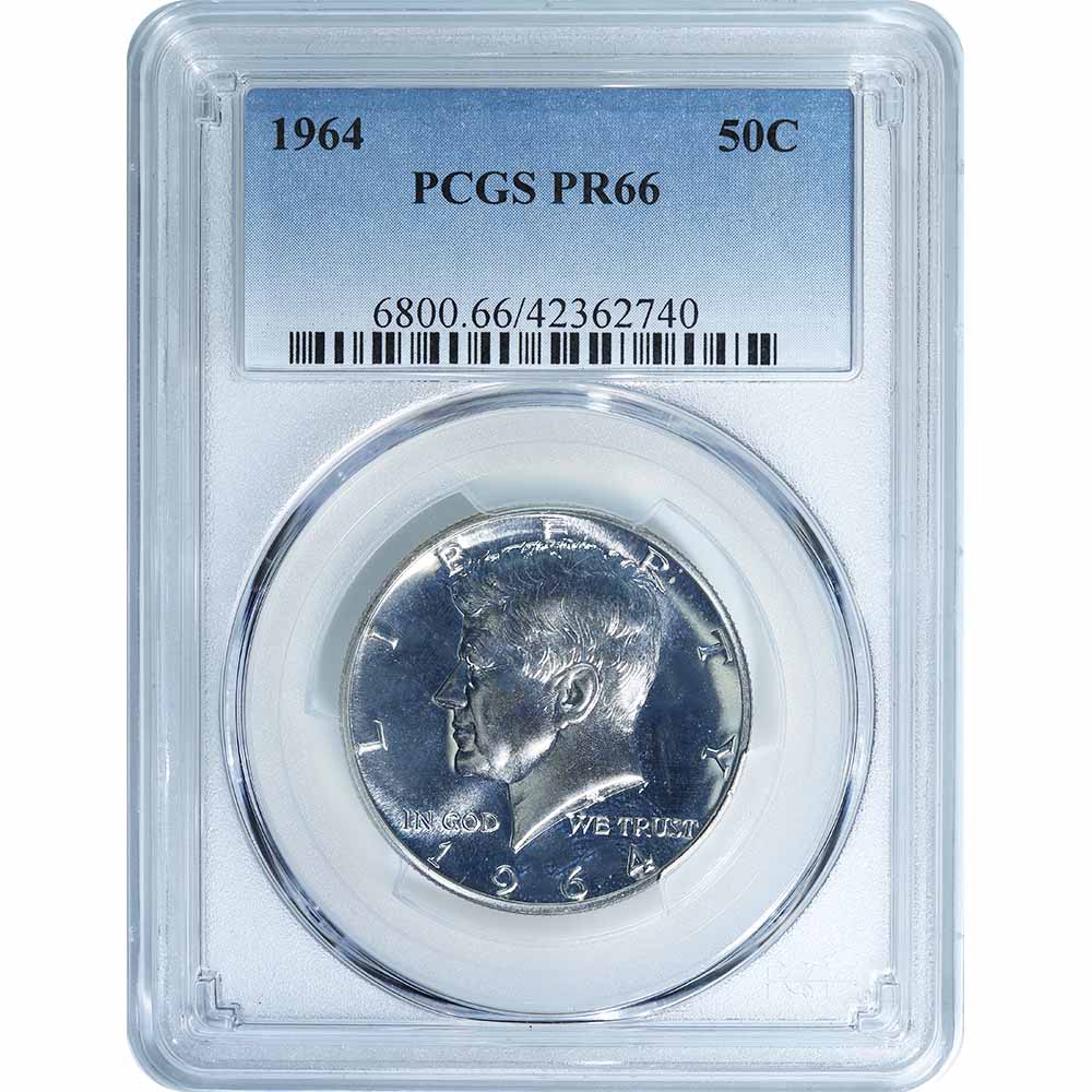 Certified Kennedy Half Dollar 1964 PR66 PCGS