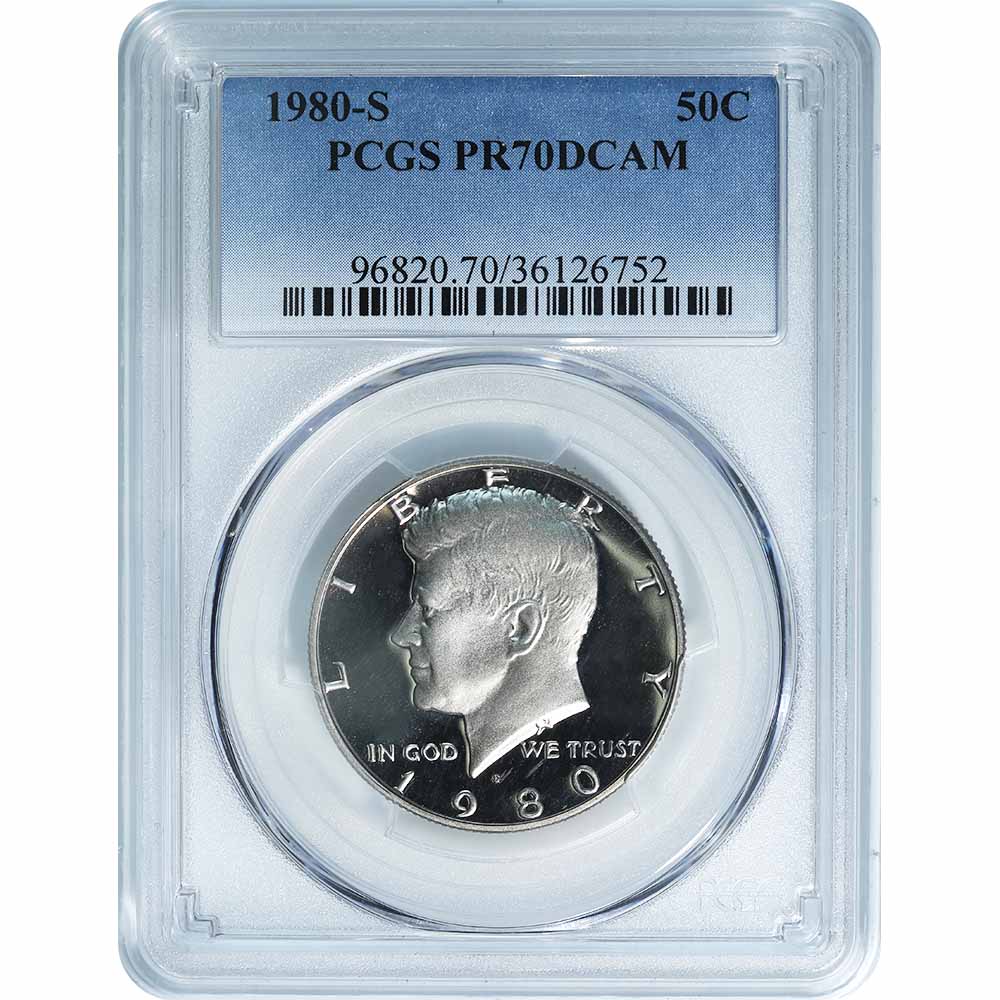 Certified Kennedy Half Dollar 1980-S PR70DCAM PCGS