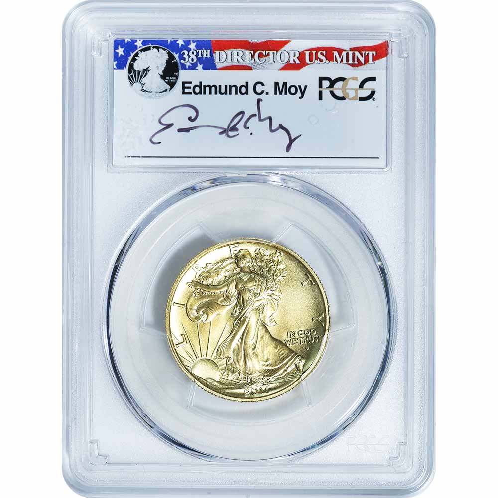 2016-W 1/2 oz Gold Walking Liberty Half Dollar PCGS SP70 Moy sig.