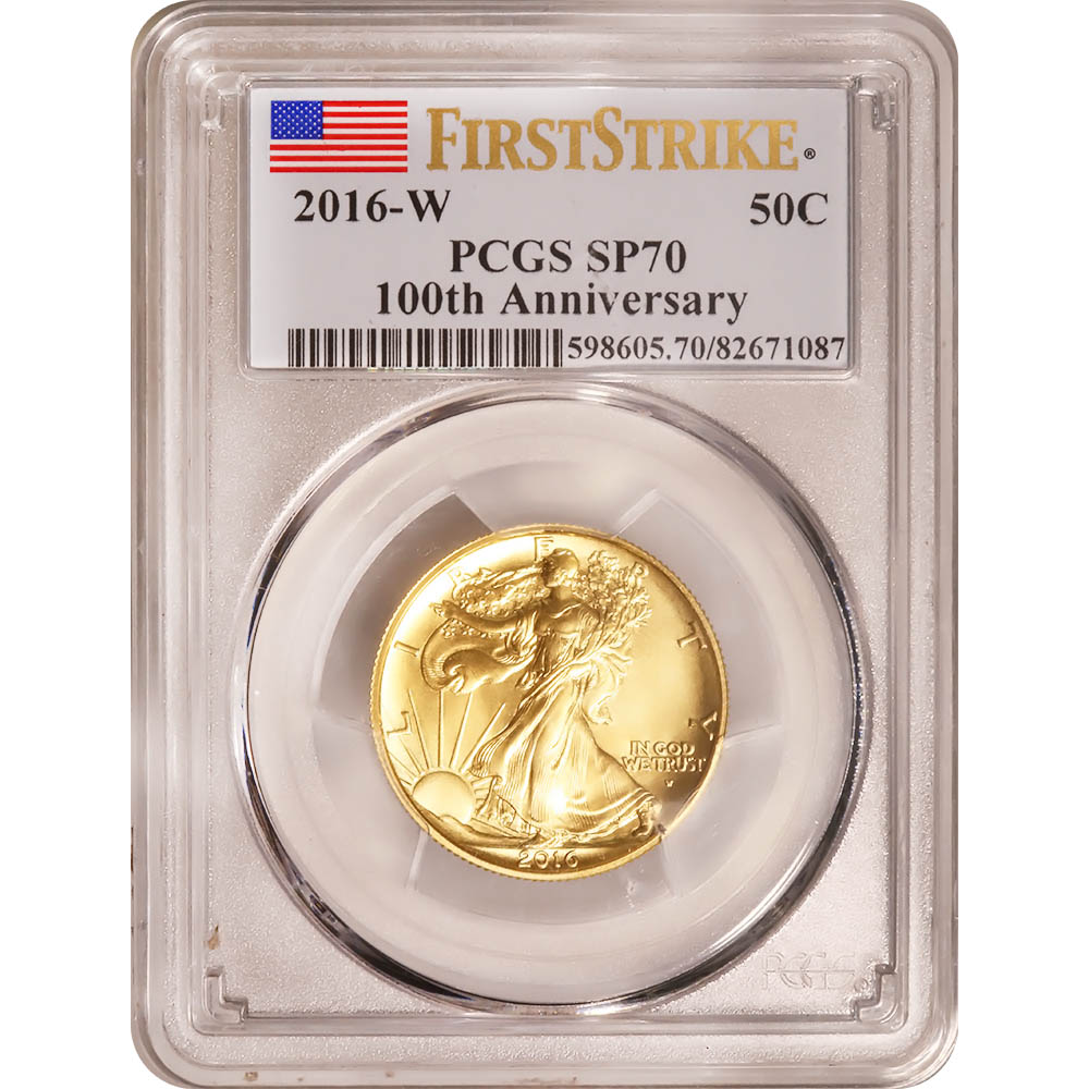 2016-W 1/2 oz Gold Walking Liberty Half Dollar Coin PCGS SP70 First Strike