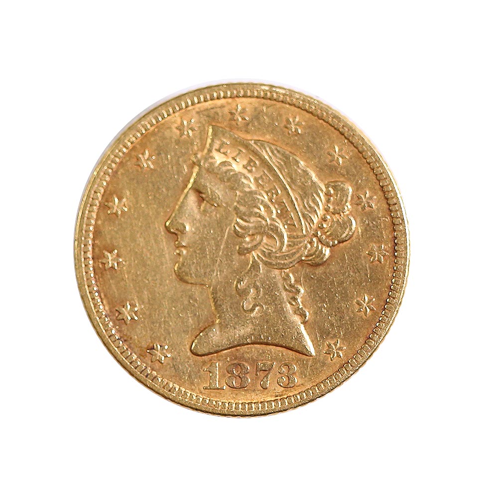 $5 Gold Liberty 1873 XF