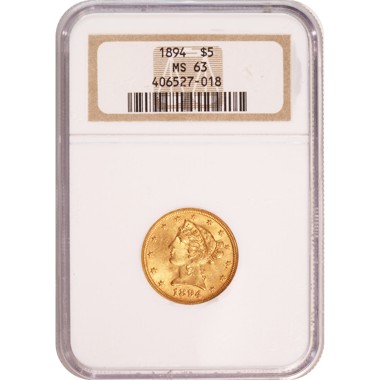 Certified $5 Gold Liberty 1894 MS63 NGC