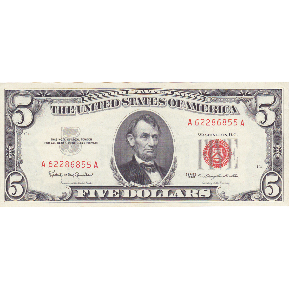 1963 $5 Red Seal Note UNC