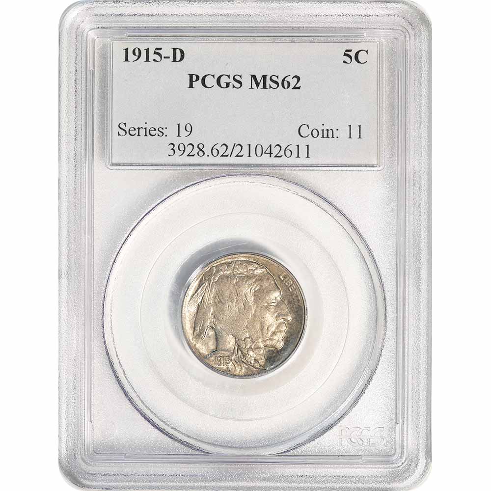 Certified Buffalo Nickel 1915-D MS62 PCGS