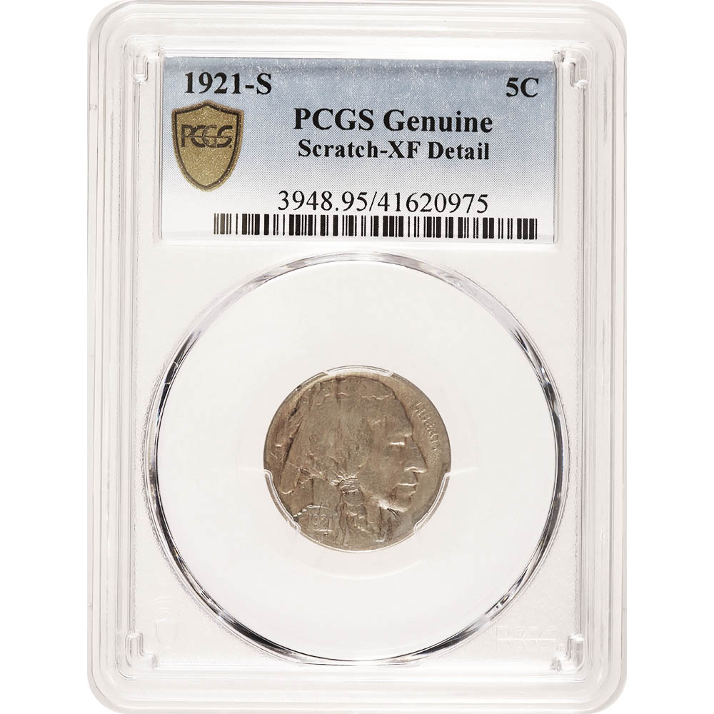 Certified Buffalo Nickel 1921-S XF Details PCGS