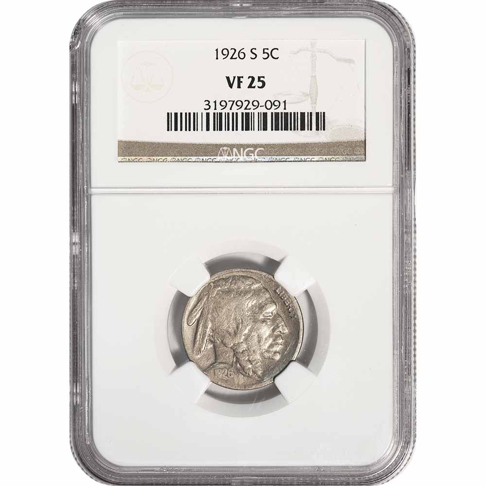 Certified Buffalo Nickel 1926-S VF25 NGC