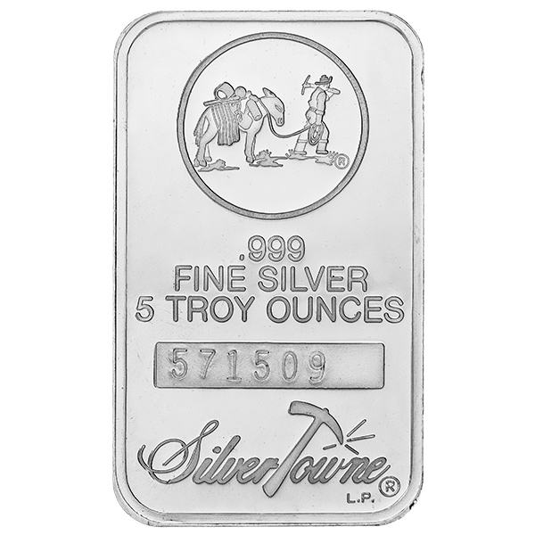 SilverTowne 5 oz Silver Bar - Prospector Design