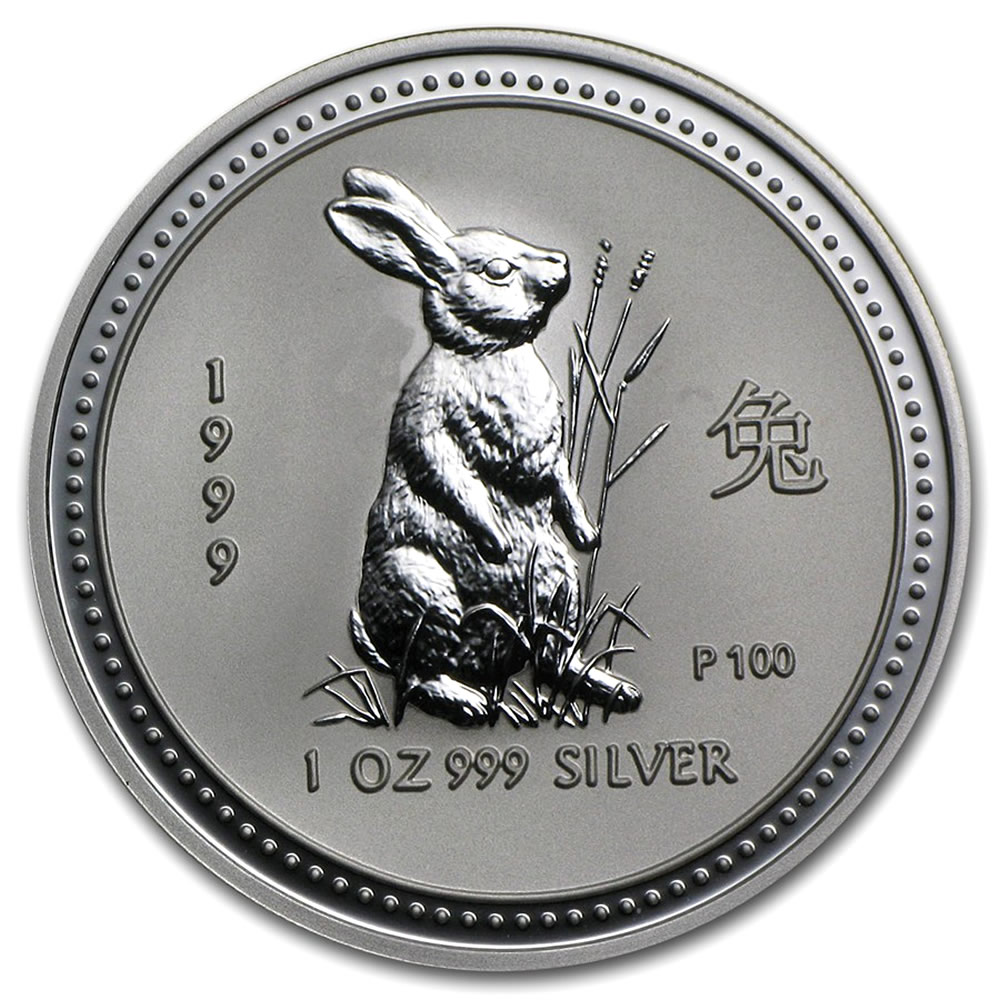 1999 Australia 1 oz Silver Lunar Rabbit