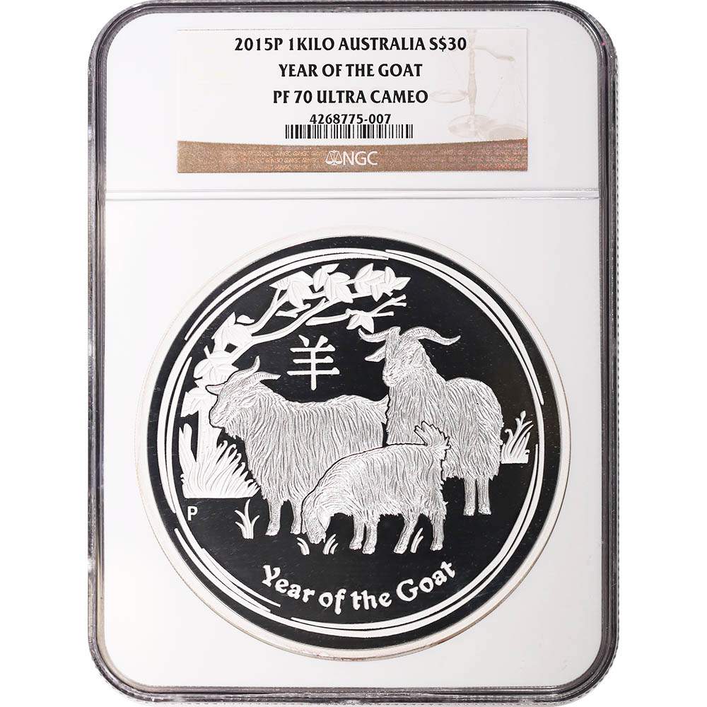 Australia 1 Kilo Silver Lunar Goat PF70 NGC