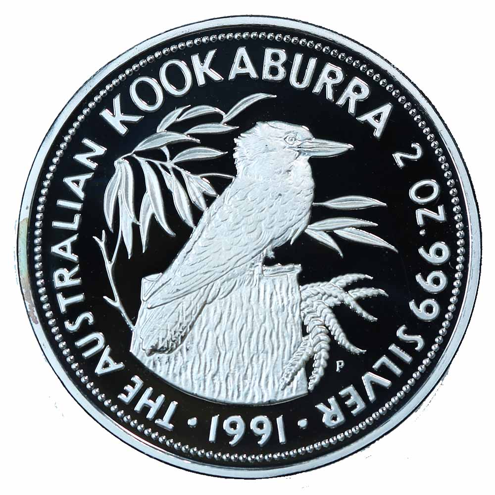 Australia 2 Ounce Silver Kookaburra 1991 Proof