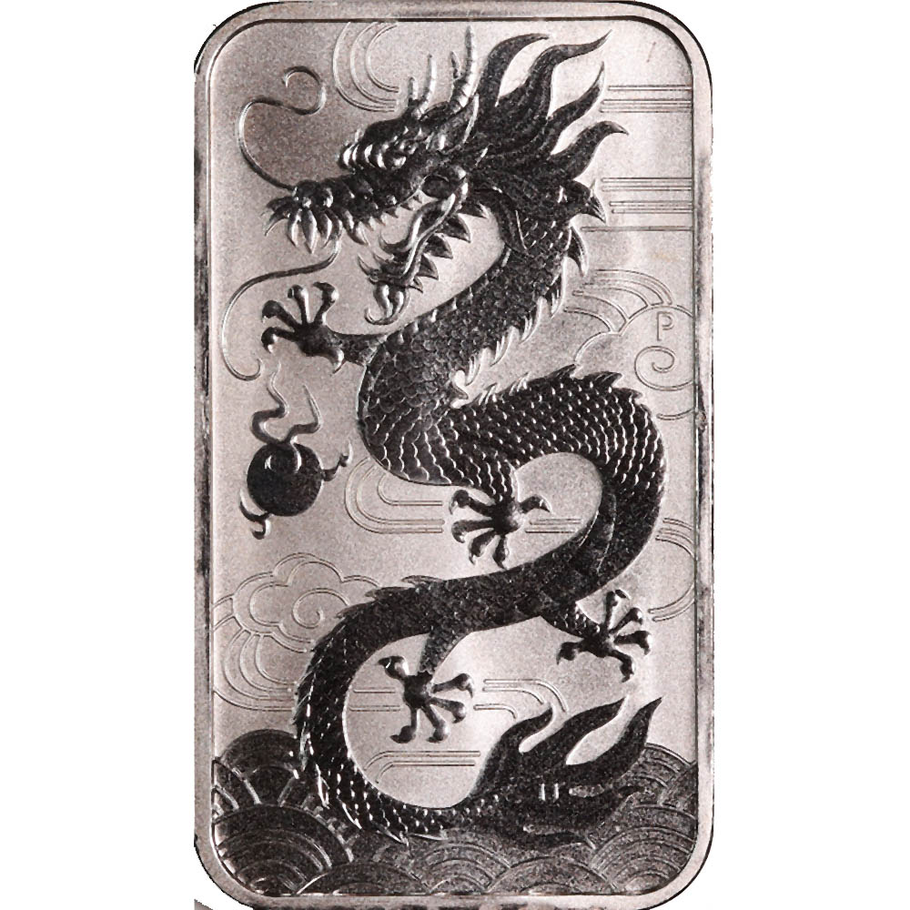 Australia 1 Oz. Silver Dragon Bar 2018 BU