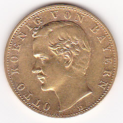 Germany Bavaria 10 mark gold 1890-1902
