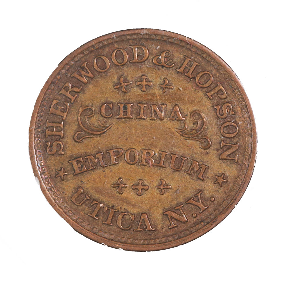 Civil War Store Card Utica NY 1863 Sherwood & Hopson China Emporium NY905C-1a AU