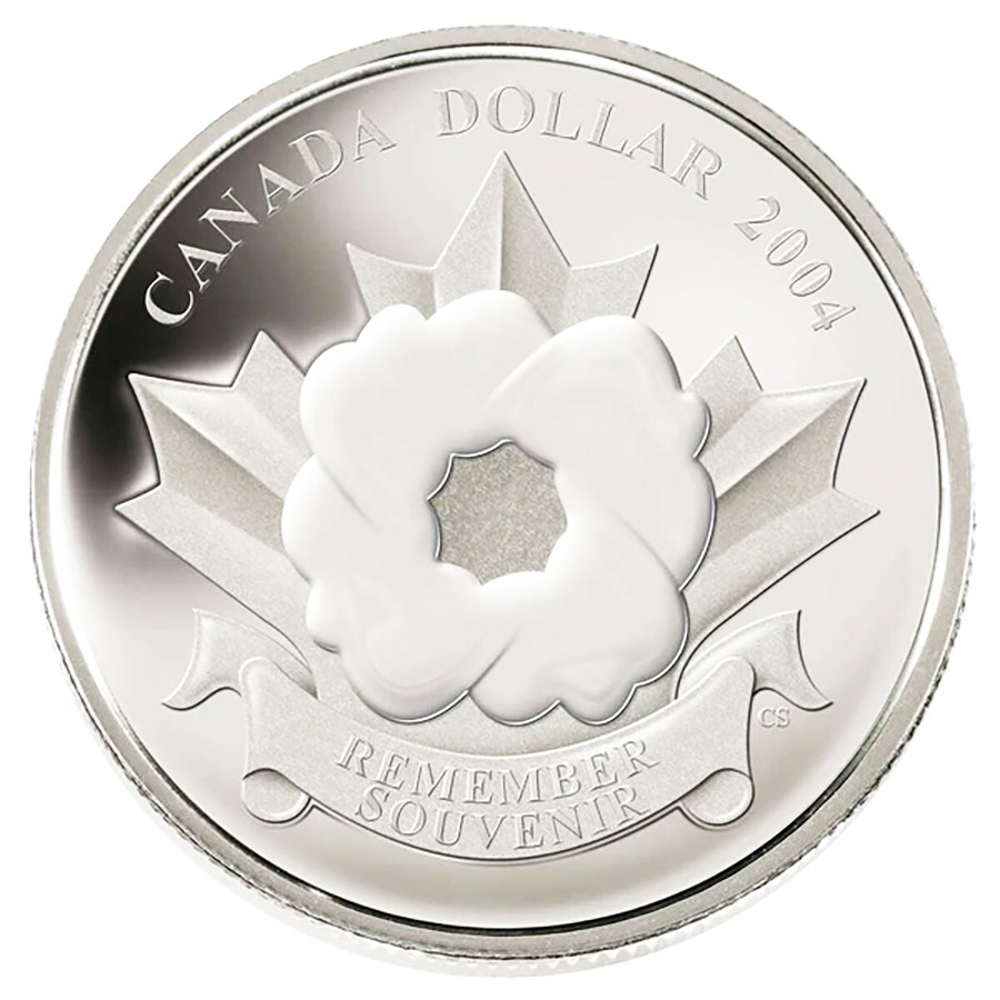 Canada 2004 silver dollar Remembrance Poppy