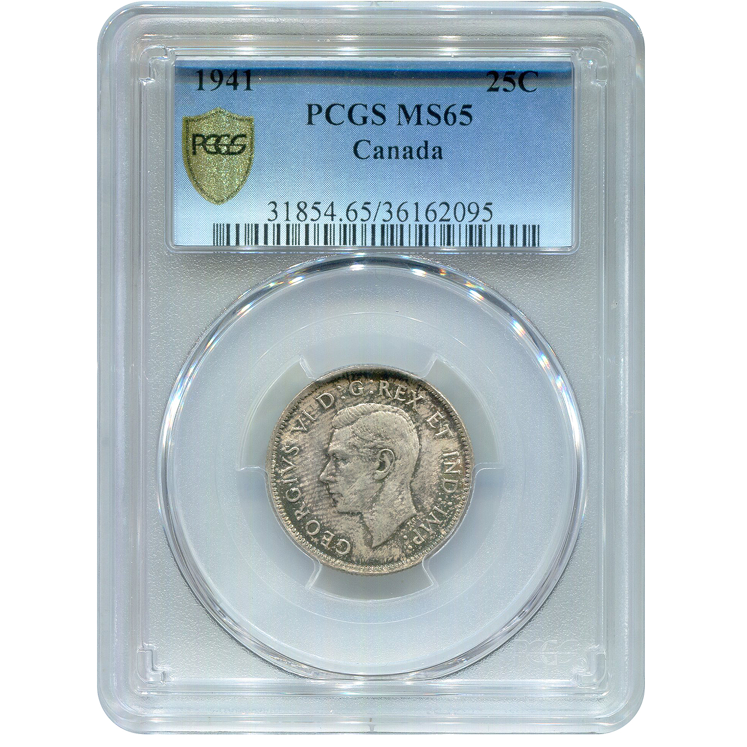 Canada 25 Cents SIlver 1941 MS65 PCGS