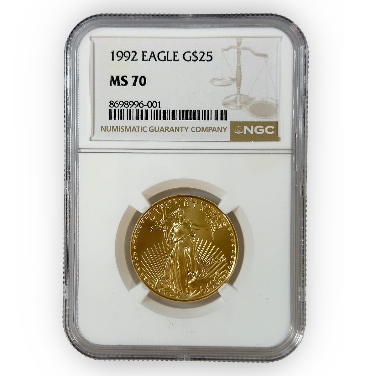 Certified American $25 Gold Eagle 1992 MS70 NGC