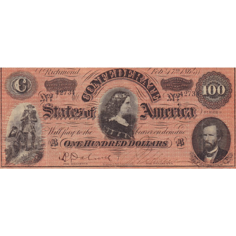 $100 1864 Confederate Note Richmond VA F-VF
