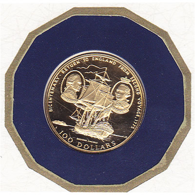 Cook Islands $100 Gold PF 1975 Cook Bicentenary