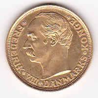 Denmark 10 kroner gold 1908-1909