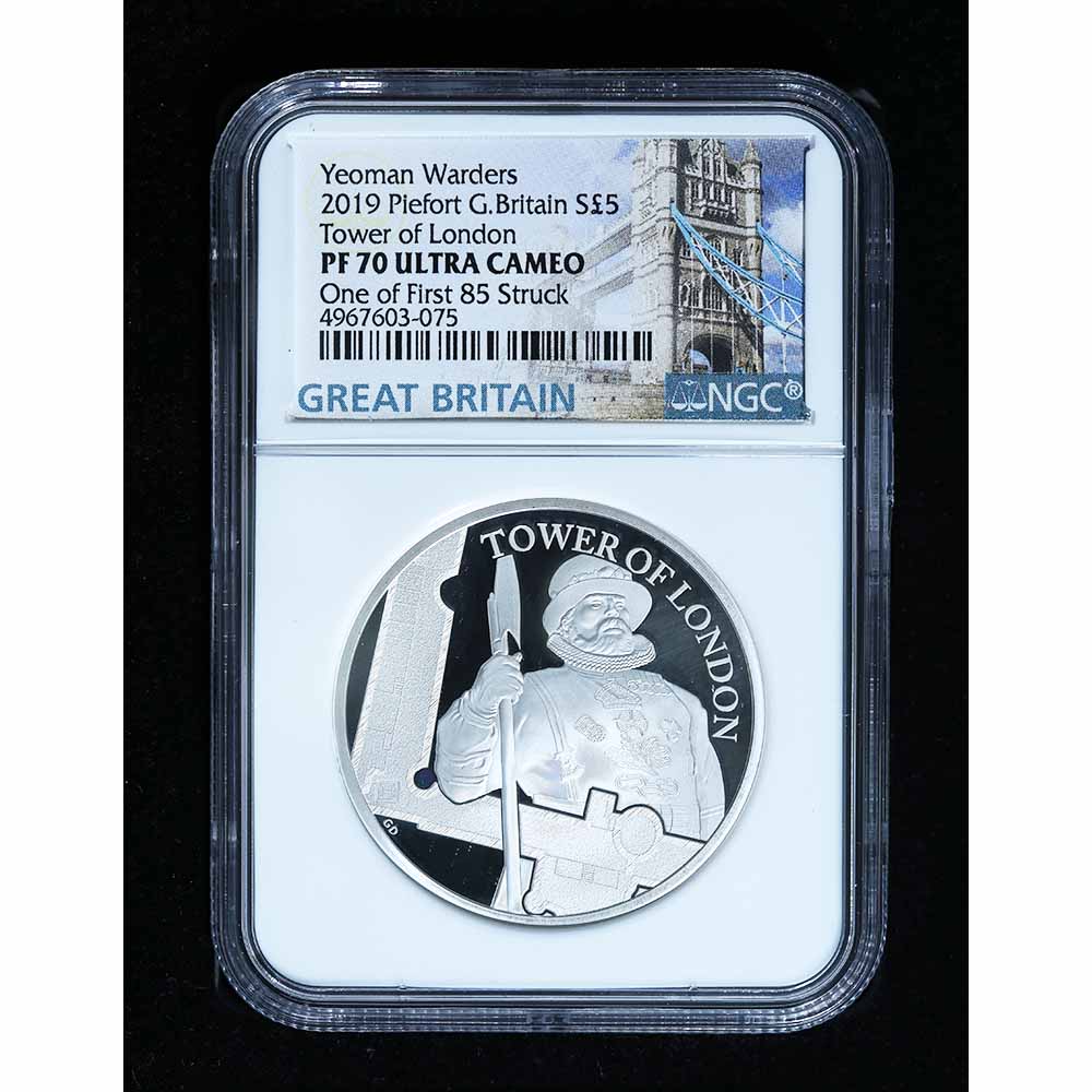 Great Britain 5 Pounds Silver Piefort 2019 Yeoman Warders PF70 NGC
