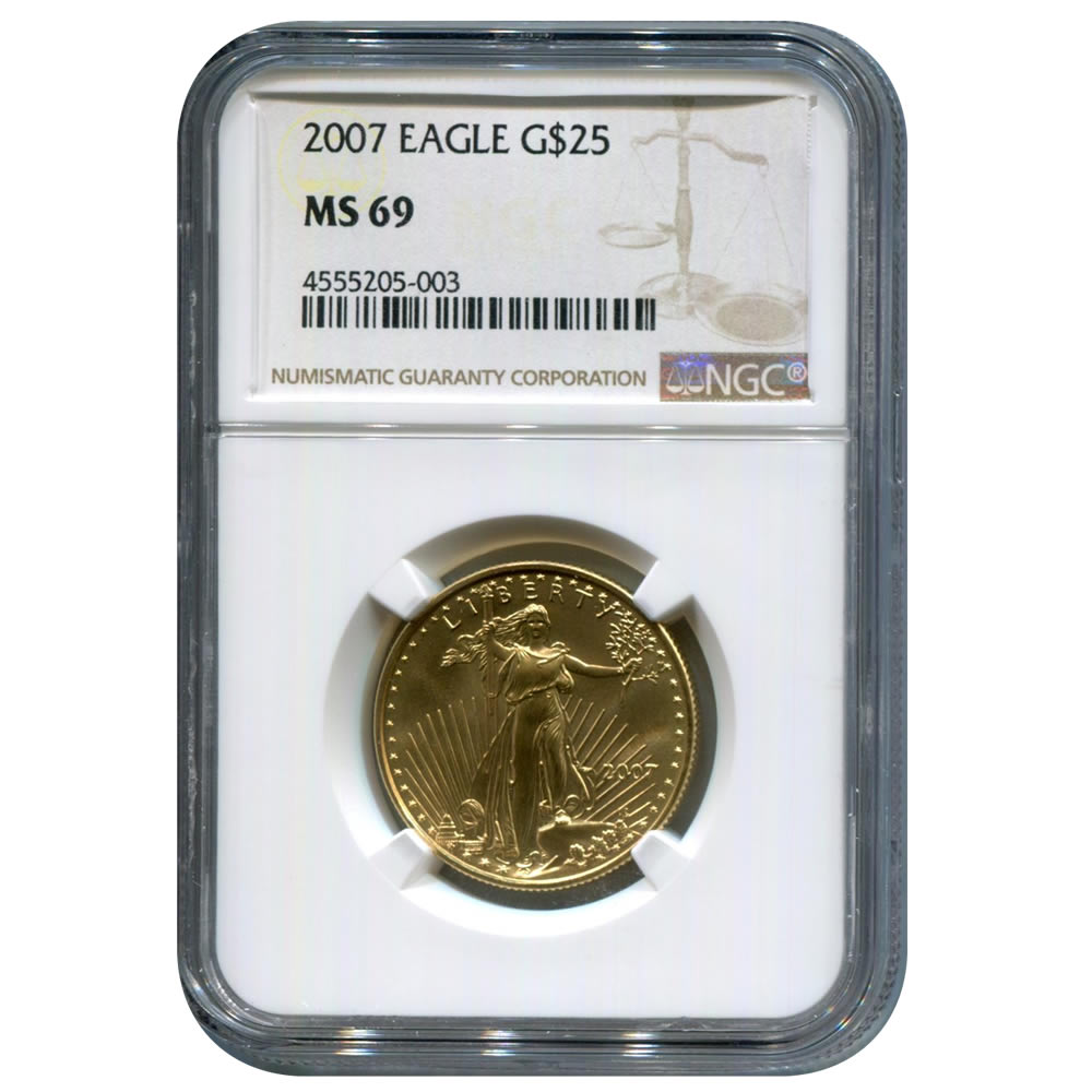 Certified American $25 Gold Eagle 2007 MS69 NGC