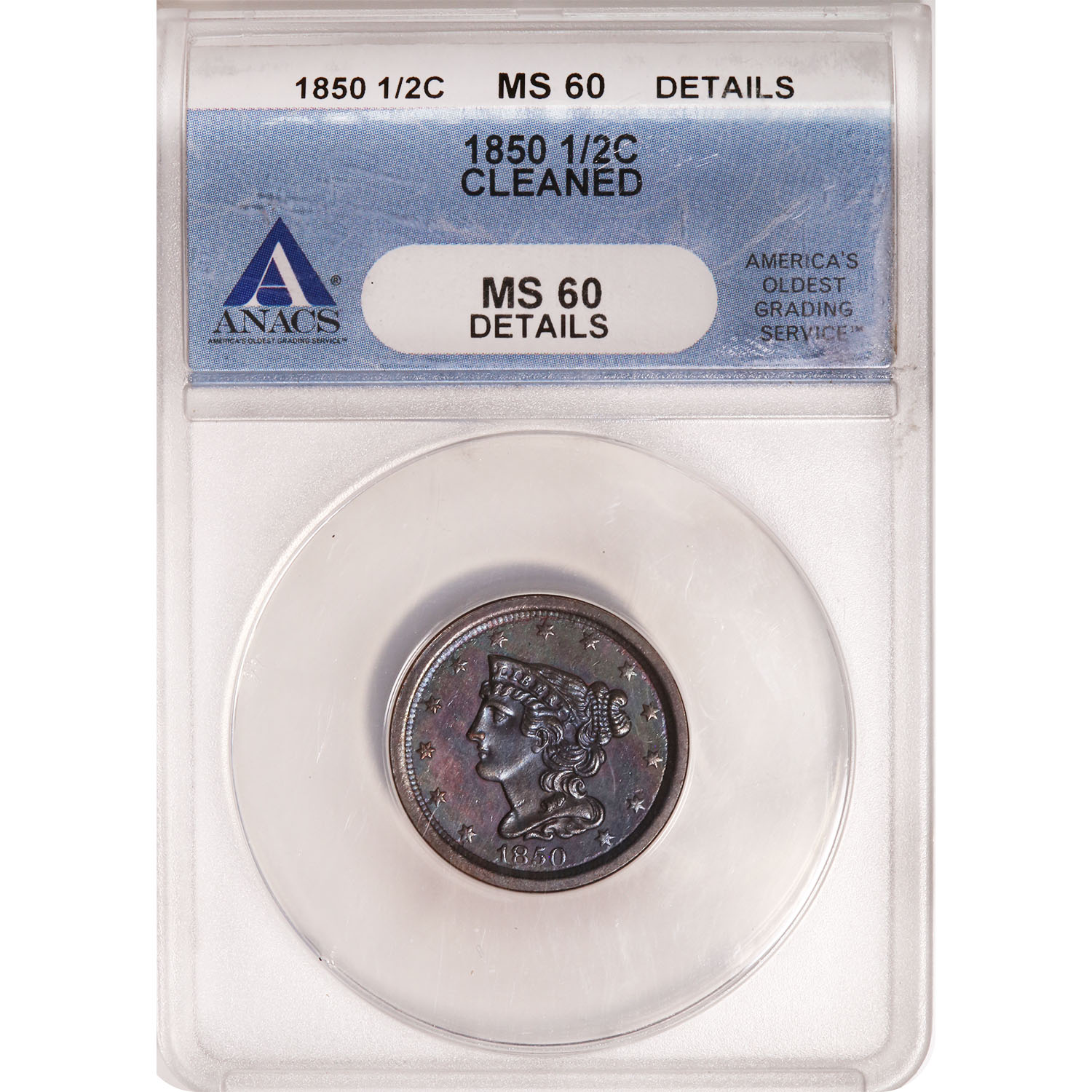 Certified Half Cent 1850 MS60 Details ANACS