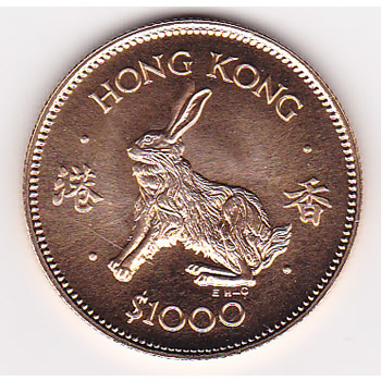 Hong Kong $1000 gold 1981, Year of the Rabbit