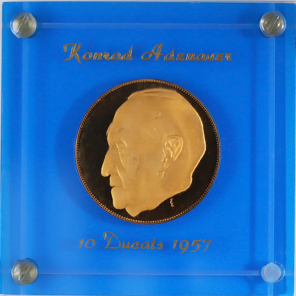 Germany 10 Ducat Gold 1957 PL Konrad Adenauer