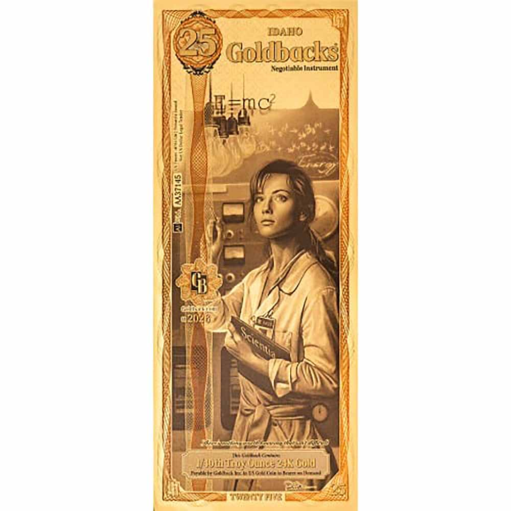 Idaho 25 Goldbacks Gold Foil Note 1/40 Troy Ounce